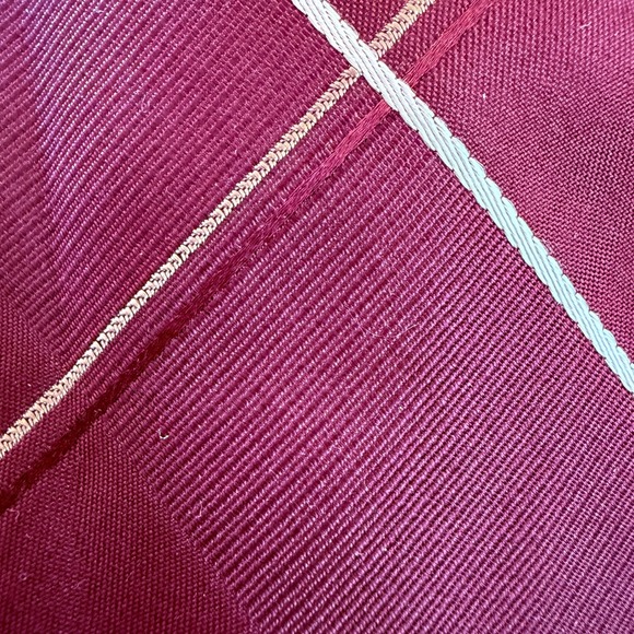 Kenneth Cole New York Men Silk Plaid Tie Hand Made Burgundy White Office Career - Picture 5 of 6